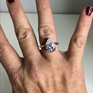 3ct 925 simulated diamond pear cut solitaire ring